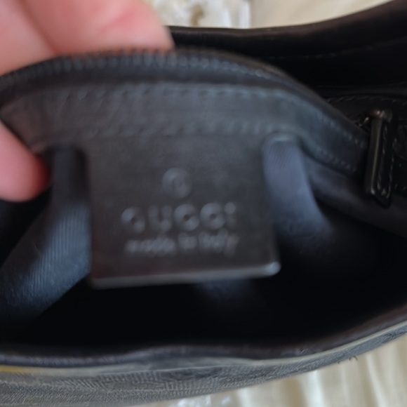 GUCCI 🖤 Black GG monogram Leather/Canvas Guccisima Authentic Vintage 12x11 inch - Picture 9 of 12